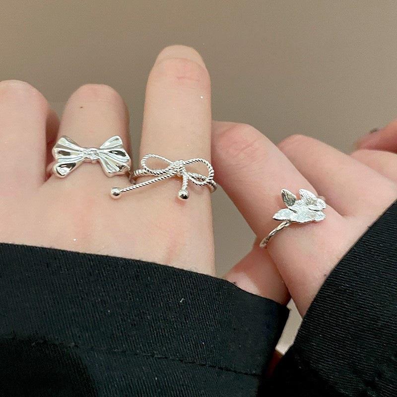 Stackable Butterfly Knot Ring - Women's Geometric, Adjustable, Versatile, Popular Index Finger Jewelry