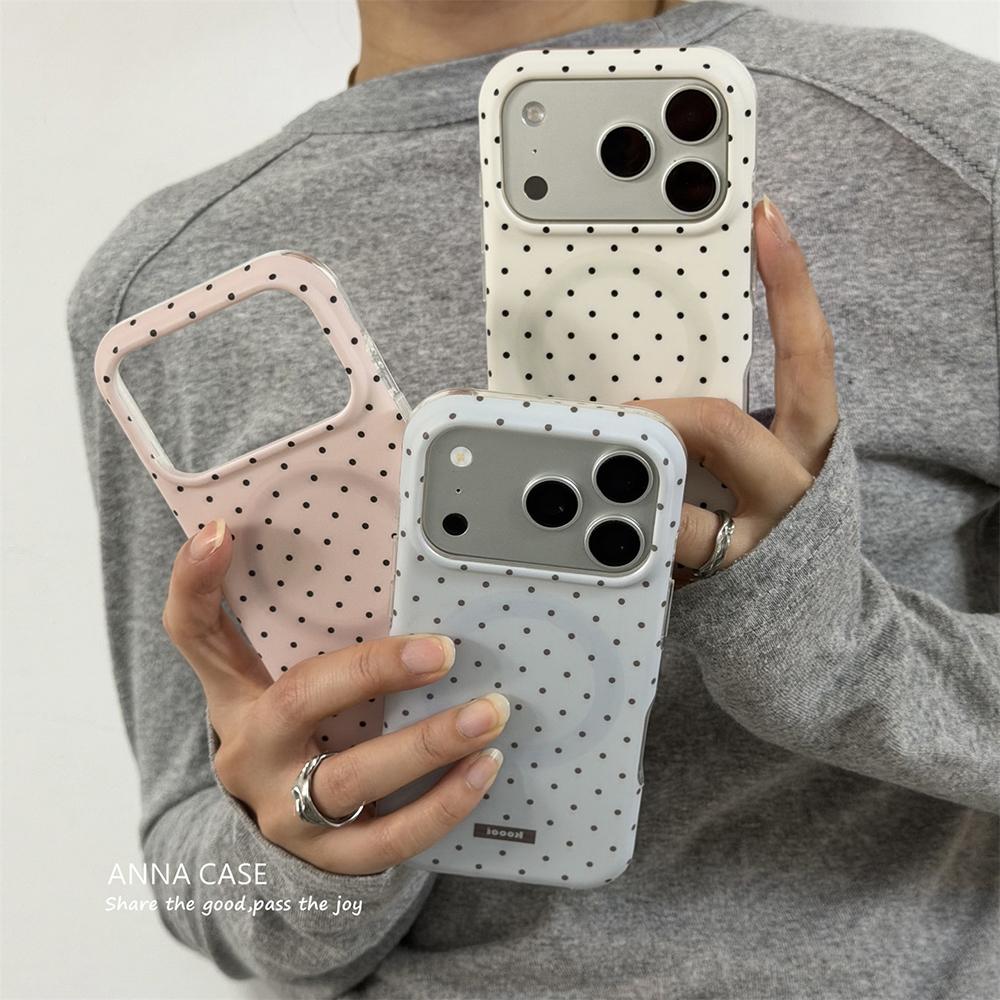 Urocze etui magnetyczne na telefon w kropki w stylu INS, małe, świeże, dla For Iphone 13 14 1 16 17ProMax, odporne na wstrząsy, z możliwością ładowania bezprzewodowego, dla