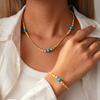 18K Real Gold Electroplated European and American Stone Geometric Beaded Adjustable Sweater Chain Simple Necklace