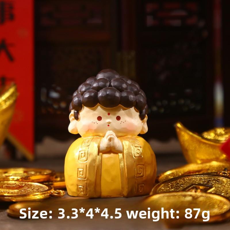 All Wishes Fulfilled: Cute Little ImmortalsGod of Wealth Happiness Prosperity and Longevity Desktop Decorative Resin Handicrafts