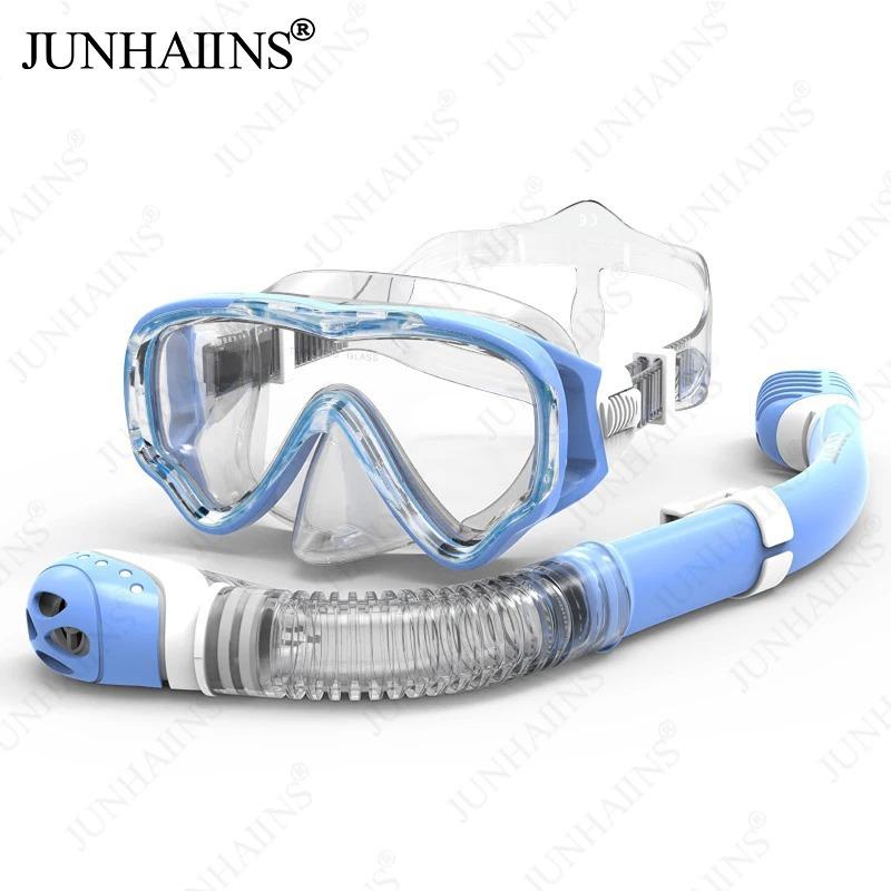Kids Diving Goggles Anti Fog Anti Glare HD Snorkeling Mask Waterproof Portable Parent Child Swimming Gear blue