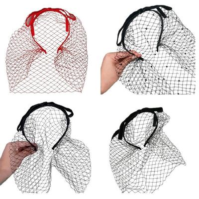 Popular Flapper Veil Hairband Mesh Fascinator Headband for Women Hair Styling Accessories for Theme Event Cosplay Props