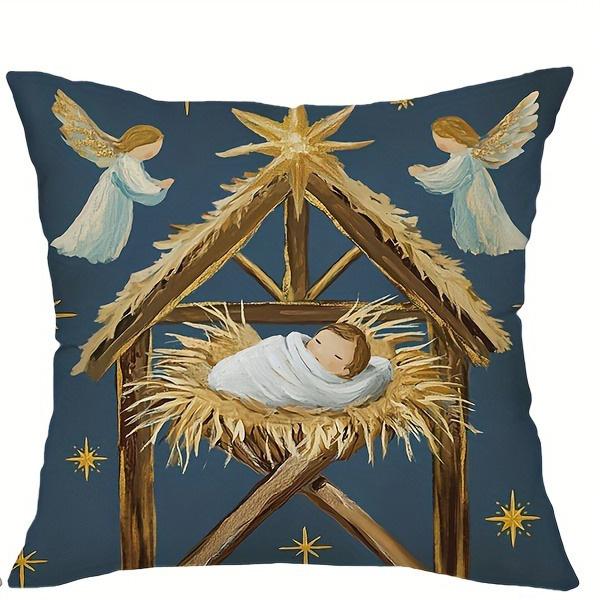 

1pc/4pcs Christmas Nativity Themed Pillowcases: Wise Men, Holy Night & More! Sofa room decoration holiday home decoration 16x16Inch