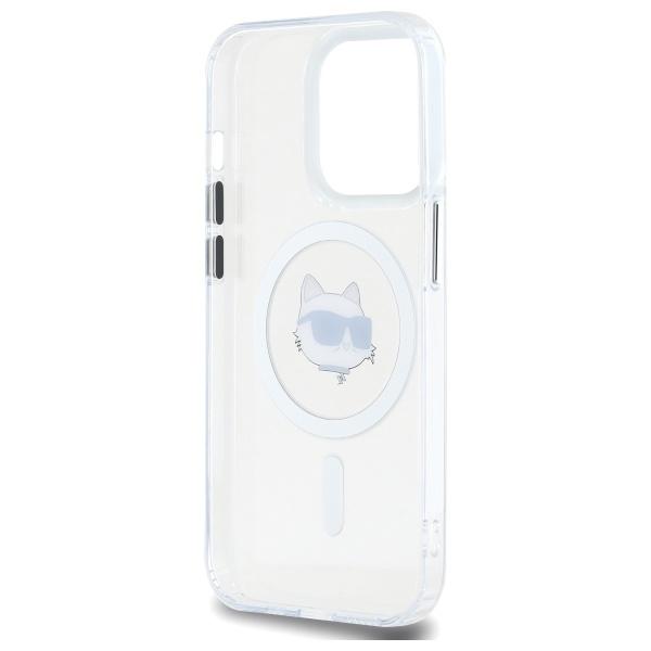 Karl Lagerfeld Klhmp14Lhlschh Iphone 14  Pro 6.1 Biały/White Hardcase Iml Metal Choupette Head Magsafe