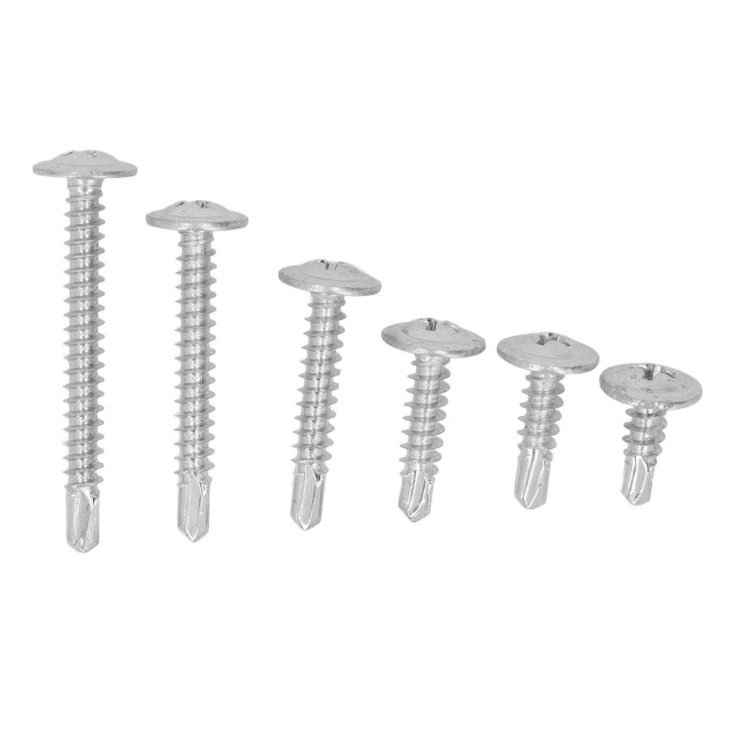 104 Pcs Self Drilling Screw M4.2 Cross Slot Round Washer Head Carbon Steel Self Drilling Screw for Household Appliance