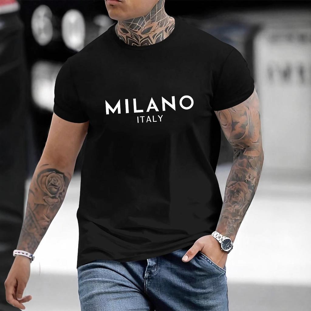 Potisk písmen Kulatý výstřih Krátký rukáv