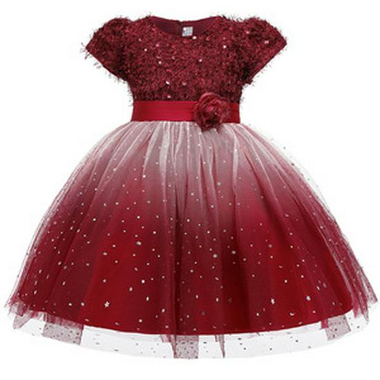 European & American Children's One-Shoulder Piano Performance Evening Dress with Bow