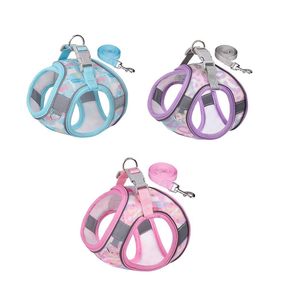 Reflective Pet Vest Style Harness Breathable Pet Chest Strap Dog Harness Leash Set  Chihuahua