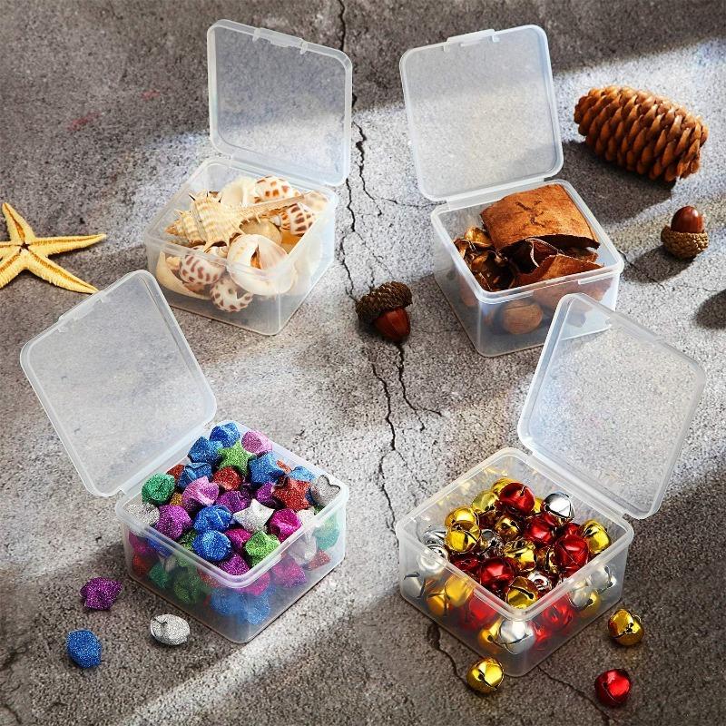 50 Stück Klare Klickdeckel Kunststoff-Aufbewahrungsboxen Stapelbarer Organizer Kleine Quadratische Boxen für Bastelbedarf Schmuck DIY Perlen Behälter Set
