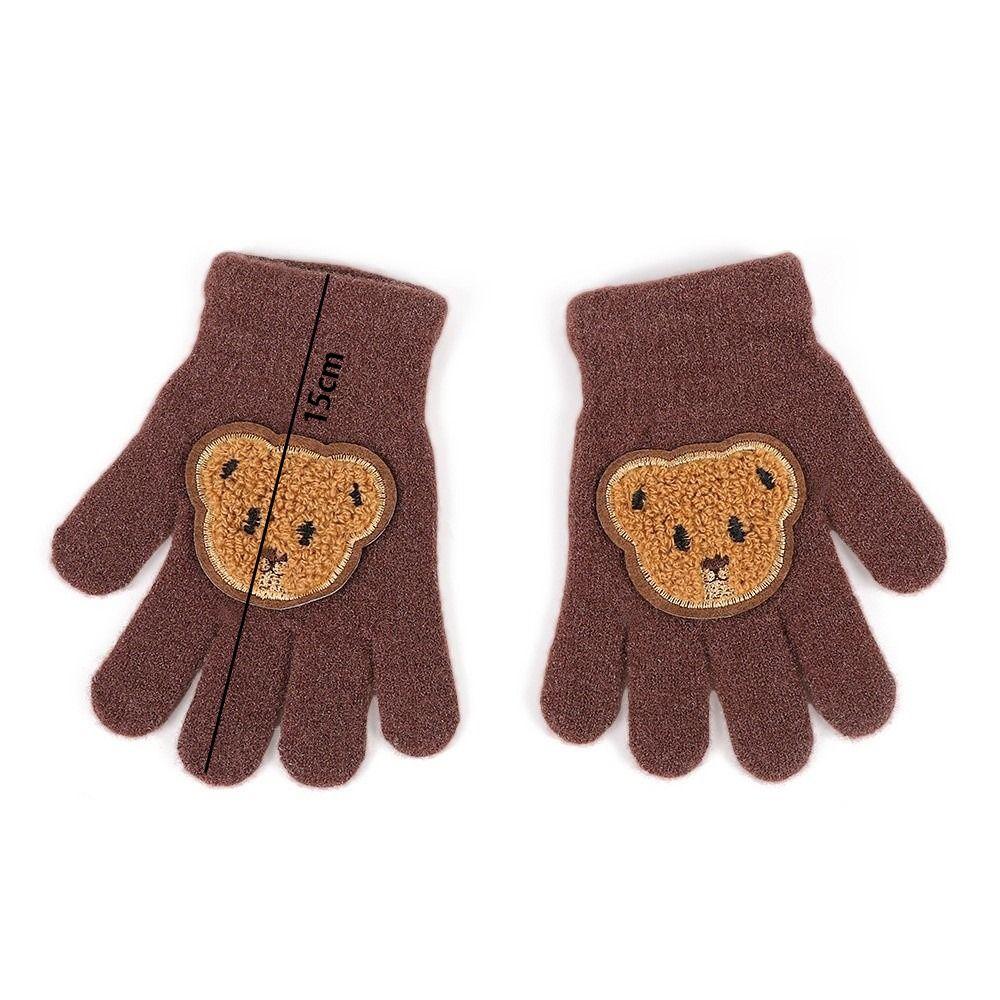 Windproof Warm Mittens Cute Cartoon Bear Full Finger Gloves New Children Gloves Children
