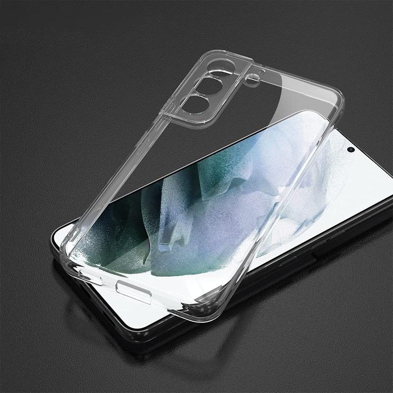 Coque de Protection complète de l'appareil photo, étui souple en Silicone pour Samsung Galaxy S23 S22 S21 Plus FE, Coque arrière transparente Ultra fine en TPU