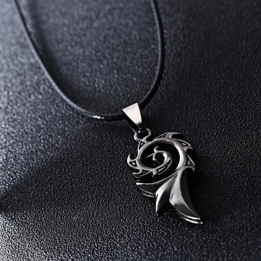 Rinhoo Herren Punk Dragon Flame Titan Edelstahl Coole Lederkette Anhänger Halskette Herren Charm Halskette Schmuck