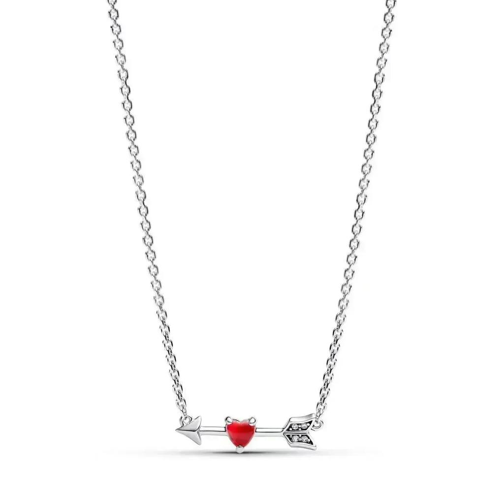 Original Copper Necklace Colorful Red Heart Bow Tie Pendant Fashion Necklace Charm Classic Diy Gift