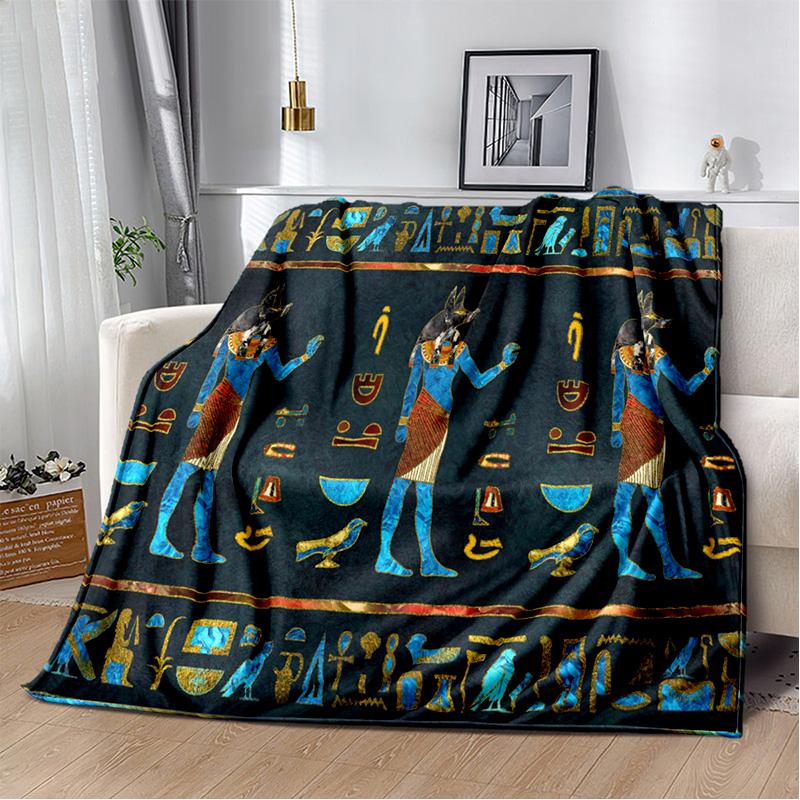 3D Ancient Egyptian Mythological Ideographic Sign Symbols Blanket,Soft Throw Blanket for Home Bedroom Bed Sofa Cover Blanket Kid