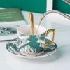 Nordic Courtly Luxury Hand-Painted Gold Ceramic Coffee Cup with Plate Office Marble Mug Afternoon Tea Cups Household Drinkware