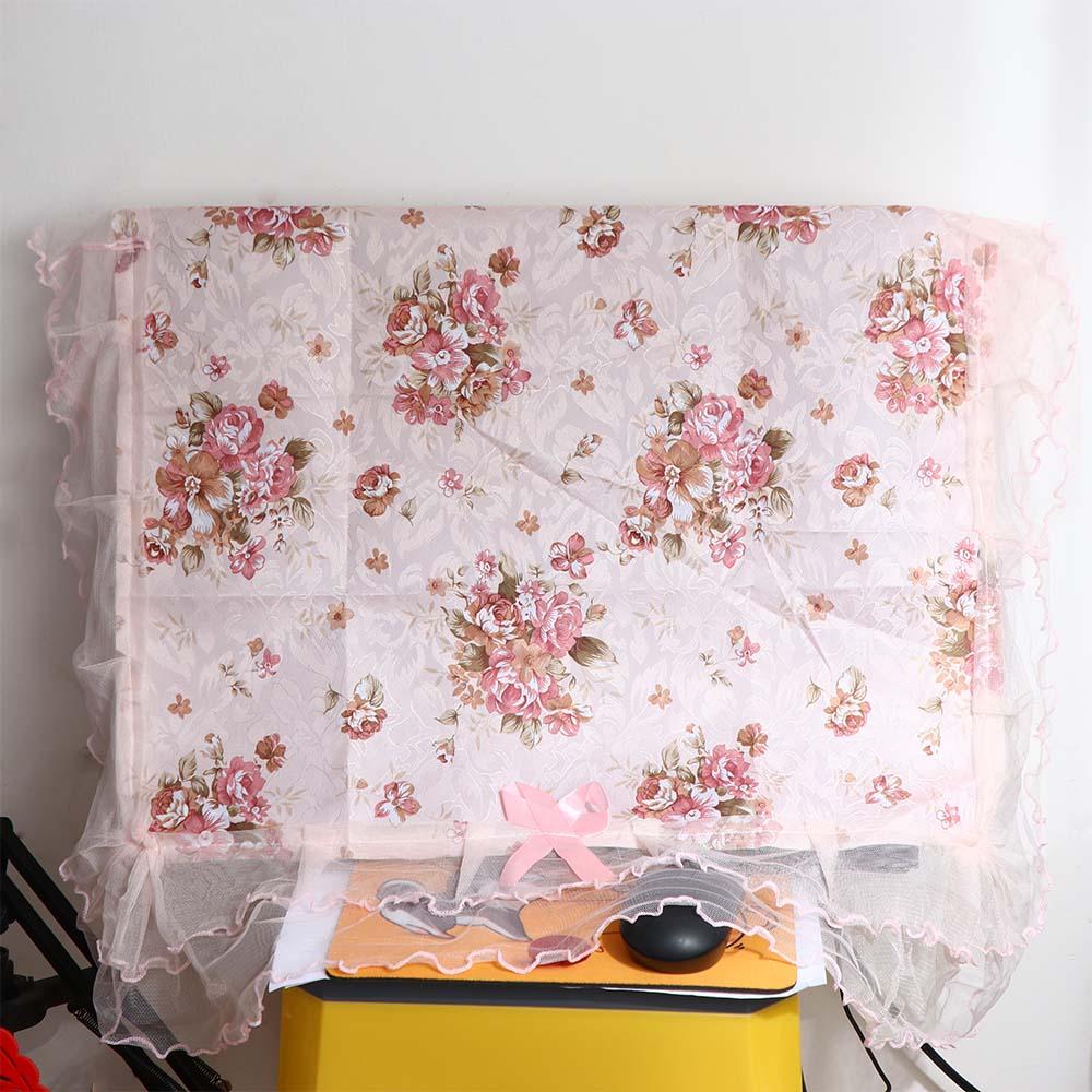 Fashion Dust-proof Bedside Cabinet Pink Flower Lace Table Cloths Rectangular Table Cover Decoration