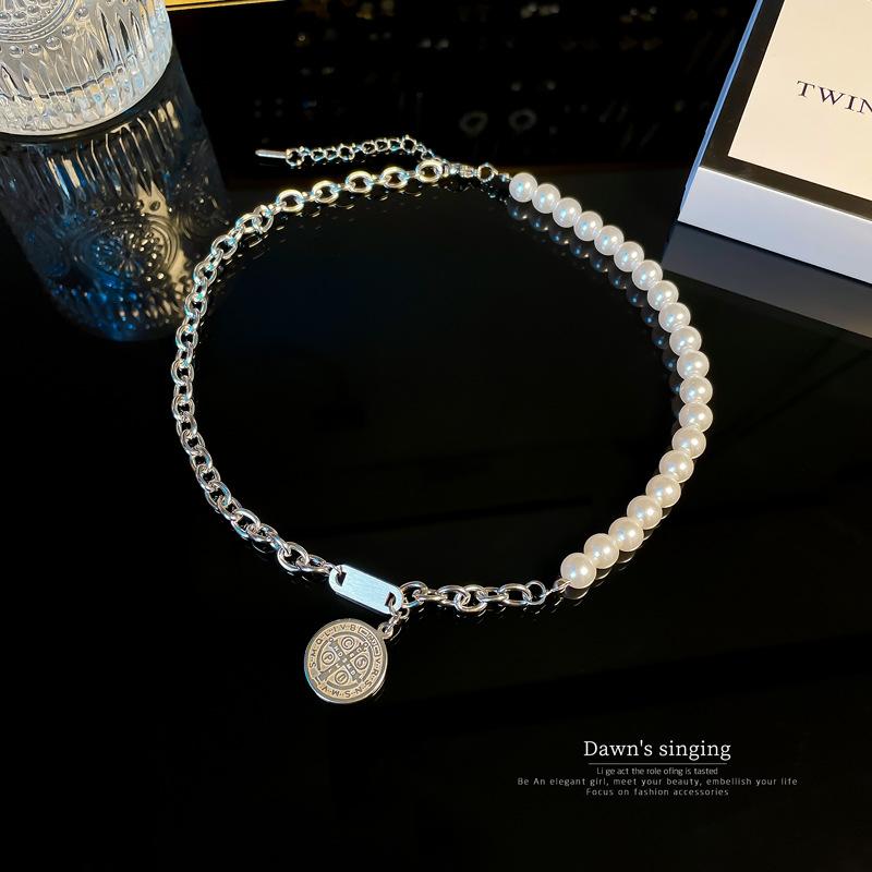 Non-Fading Pearl Necklace 2021 New Female Niche Design Creative Neck Chain Simple Hip-Hop Collarbone Chain