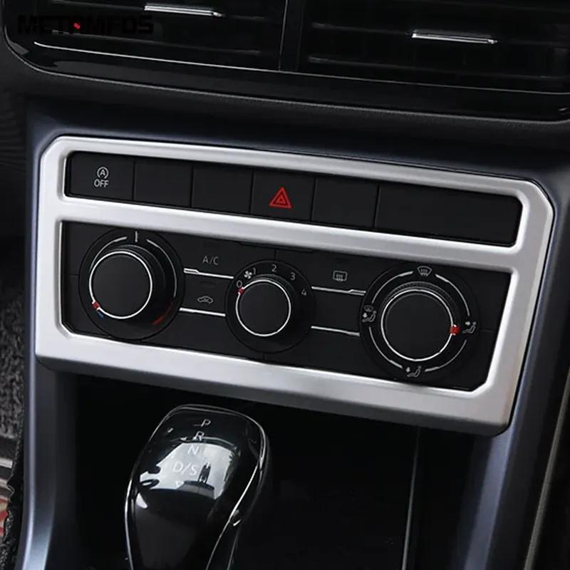 For VW Volkswagen T-cross Tcross - 2024 Air Condition Switch Button Panel Cover Trim Carbon Fiber Interior Accessories