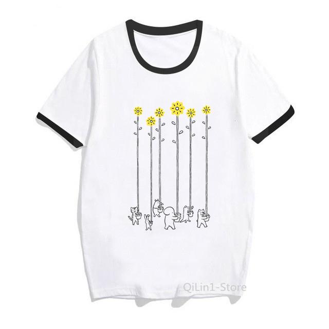 Funny Cactus T Shirts Women Summer Cute White Short Sleeve Top Tshirt Graphic Tee Shirt Femme Plant Print Tshirt Camisetas