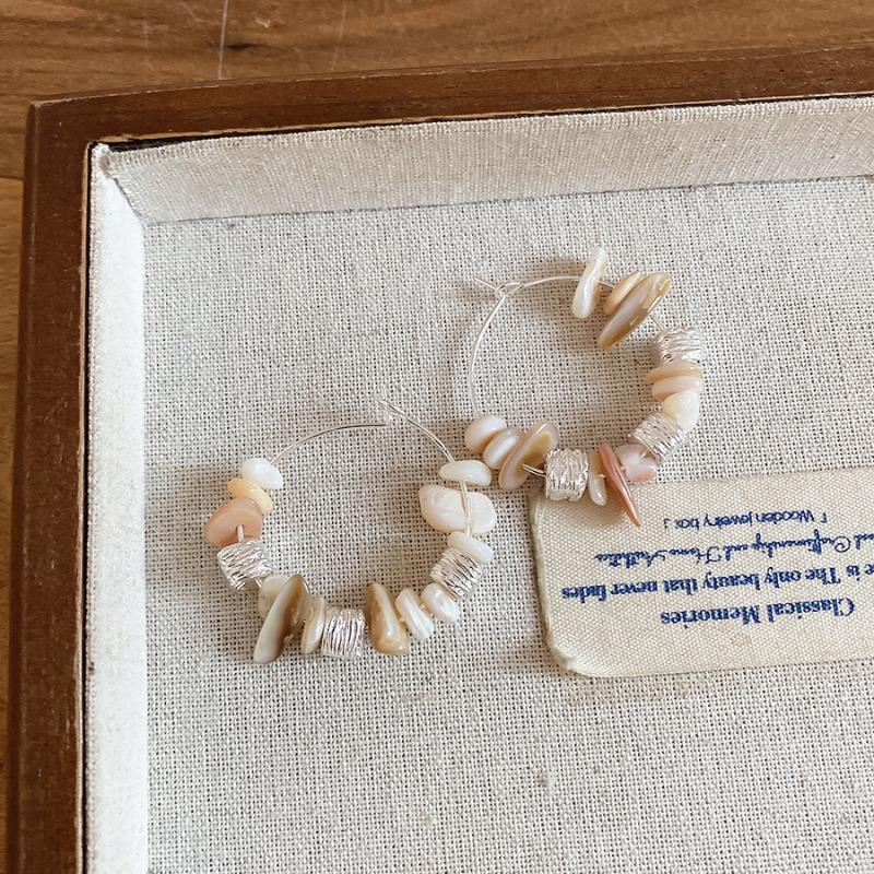 Sea Salt Milk Cover~ Irregular Shell Stone Beaded Earrings Mori Bohemian Earrings Design Sense Earrings