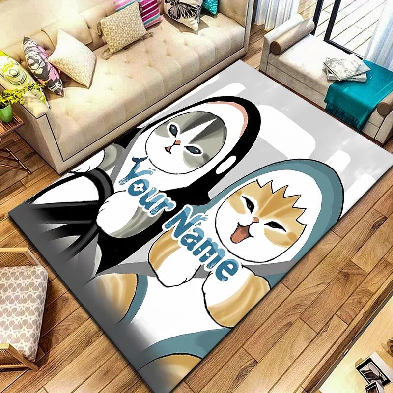 Floral Paws Collection Custom Name Carpet Rug For Living Room Bedroom Home Sofa Decoration Kids Play Nonslip Floor Mat