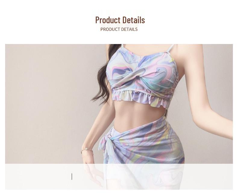 2026 New Women's Three-Piece Bikini Set - Trendy Vacation and Hot Spring Swimwear.