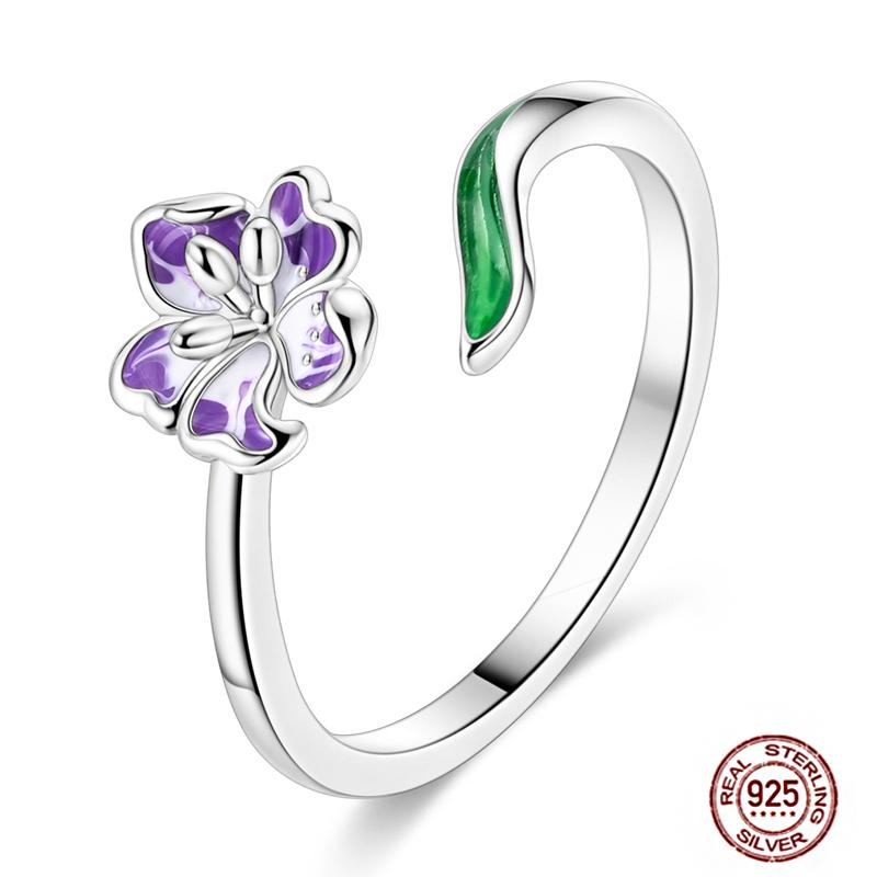 Free Size 925 Sterling Silver Ring Butterfly Sun Moon Sunflower Crystal Original Adjustable Rings for Women Wedding Jewelry Gift