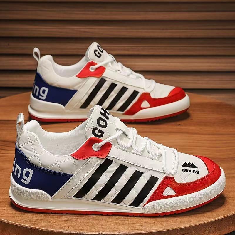 Modny Paskowany Design Męskie Damskie Grube Sneakersy Modne Casualowe Skórzane Materiałowe Cholewki Zwiększone Wewnętrzne Krycie Dolne Buty na Platformie Nowe