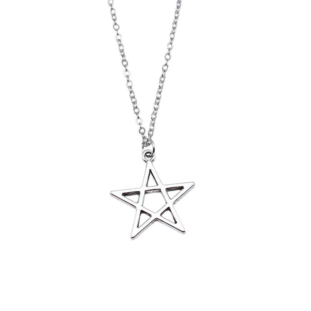 Hollow Charm Star Necklace Minimalist Geometric Pendant Celestial Aesthetic Jewelry 43cm Chain