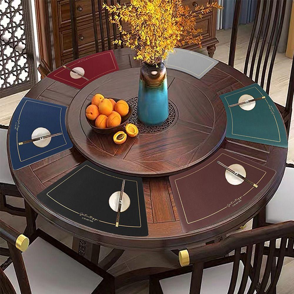 Chinese Style Leather Placemat PU Leather Western Placemat Heat Insulation Mat  Restaurant Use