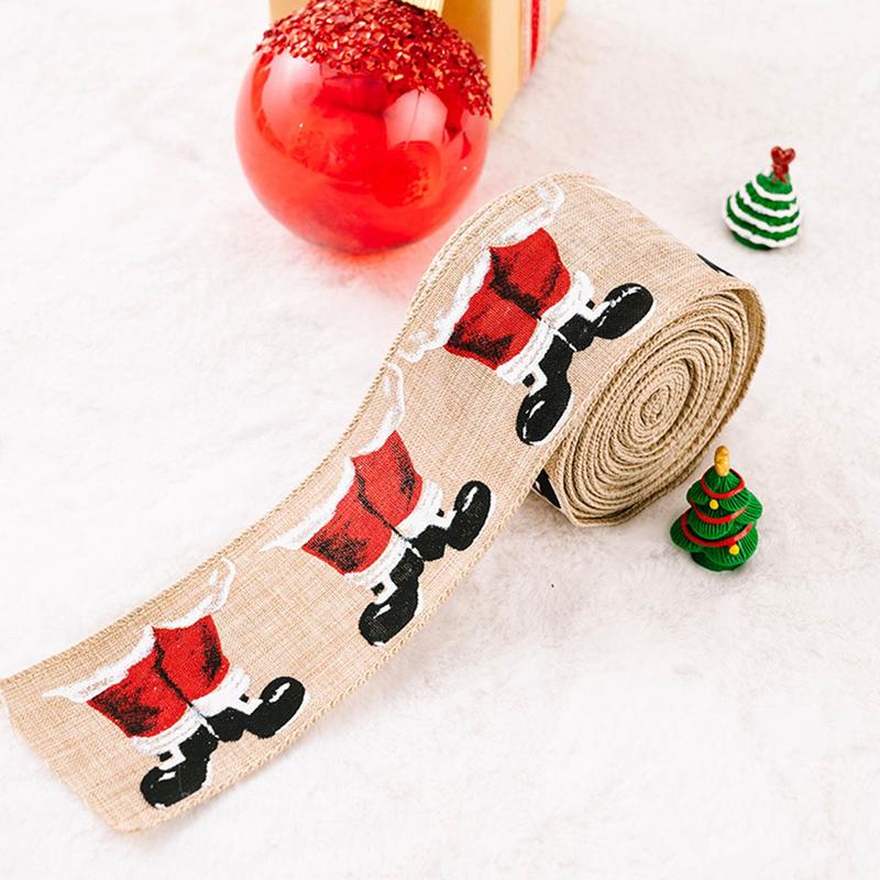 Christmas Packaging Ribbon Christmas Wired Ribbon Burlap Wired Ribbon Weave Ribbon Rustic Ribbon Holiday Ribbon For Wreaths Big