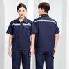 Summer Lightweight Polyester Cotton Reflective Workwear Set - Long Sleeve Protective Clothing for Construction and Workshop Use.