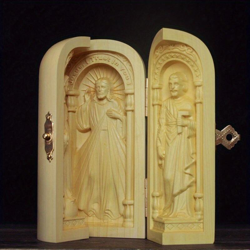 Wooden Hand-carved Jesus Our Lady Statues Et Sculptures Figurines Estatuas Religiosas Christian Catholic Reliquary Church Gifts