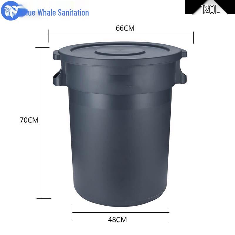 Blue Whale Sanitation 120L Outdoor Round Trash Can with Lid
