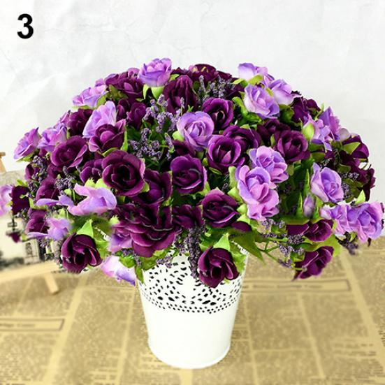 Künstliche Rosenblüten, künstliche Blumenpflanze, Hochzeits-Party-Dekoration, 21 Köpfe auf 1 Blumenstrauß