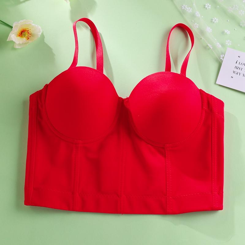 New French Slim Fit V-Neck Strapless Bras Sexy Strapless Bra With Underwear Pads Cup Lingerie For Women