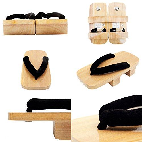 8 (eight) Authentic Paulownia Wood Two-Toe Geta Sandals for Men, Black, Size L, Approx. 28.0cm