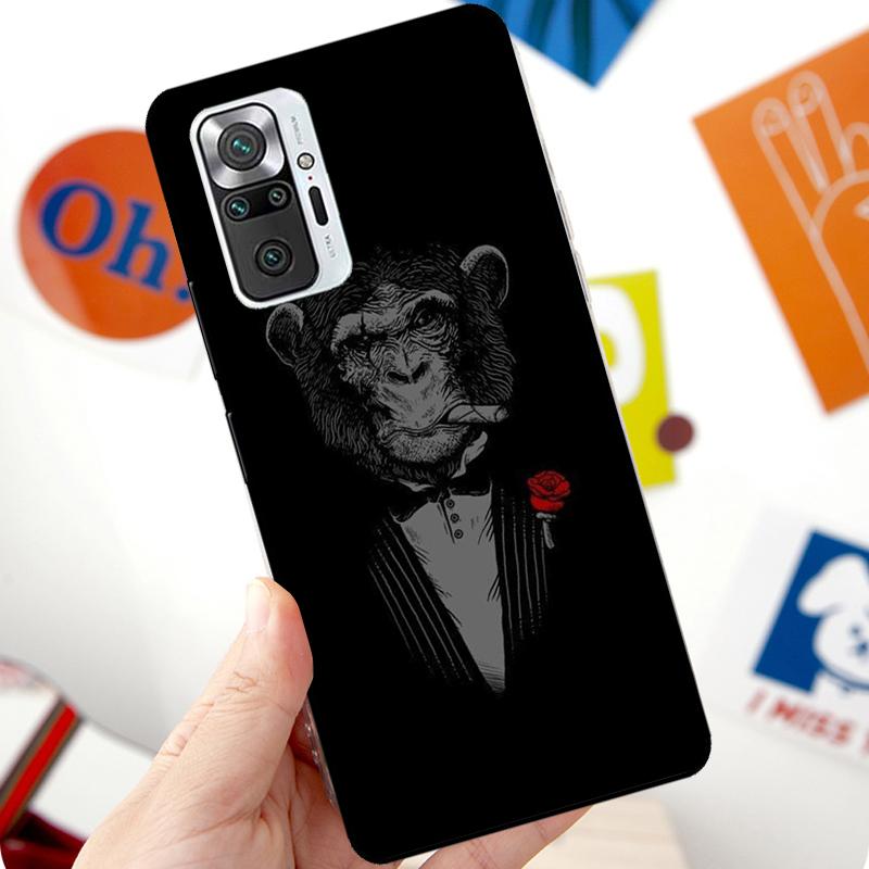 Funny Thinking Monkey With Headphone Case For Xiaomi Redmi Note 12 Pro 11 8 9 10 Pro 9S 10S 11S 12S Redmi 12C 10C 9C 10A Cover