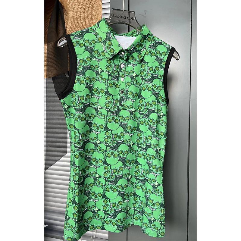 

Женская рубашка-поло без рукавов Kiskissgolf серии Skull King | Спортивная одежда для гольфа Женская одежда для гольфа Flower type four M