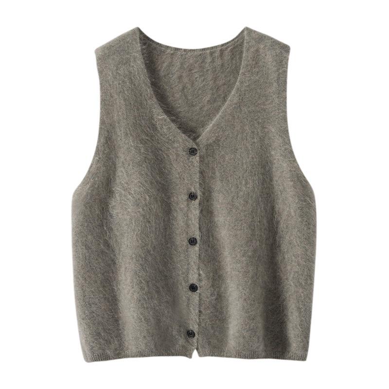 Women's 100% Cashmere Brushed V-Neck Vest Top - Autumn/Winter Layering Essential