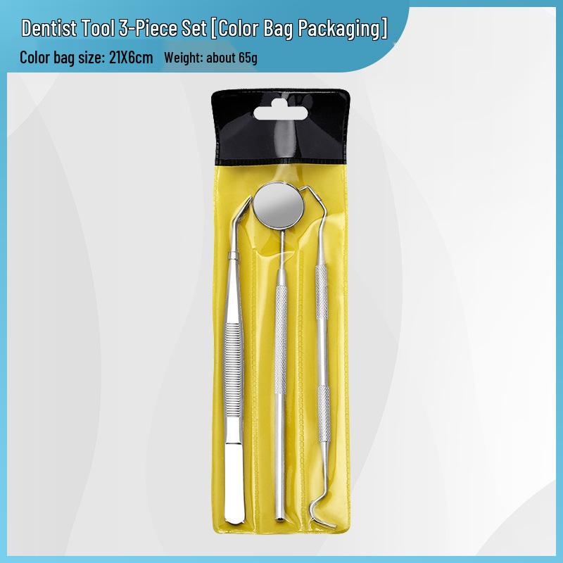 Dentist Tools Set: Stainless Steel Double-Ended Probe, Mouth Mirror, and Teeth Cleaning Kit
