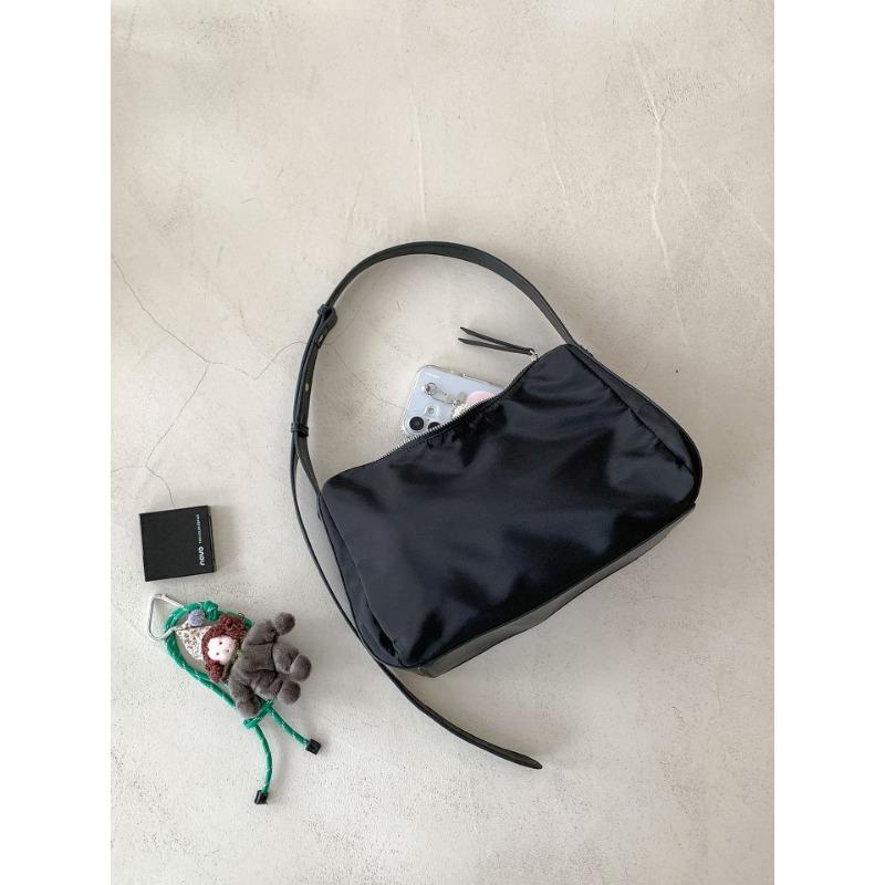 Nylon Small Square Bag Solid Color Simple Portable Underarm Bag Women's Splicing Design New Messenger Shoulder Bag