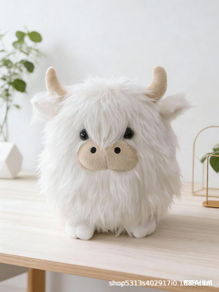 Highland Cow Plush Toy, Realistic Long Hair Stuffed Animal, Soft Cute Decor for Kids, Home Decoration, 30cm