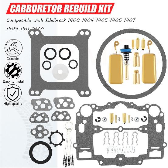 Carburetor Rebuild Repair Kit Compatible with Edelbrock 1400 1404 1405 1406 1407 1409 1411 1477 Automotive 500 600 650 700 750 800 CFM Weber Marine