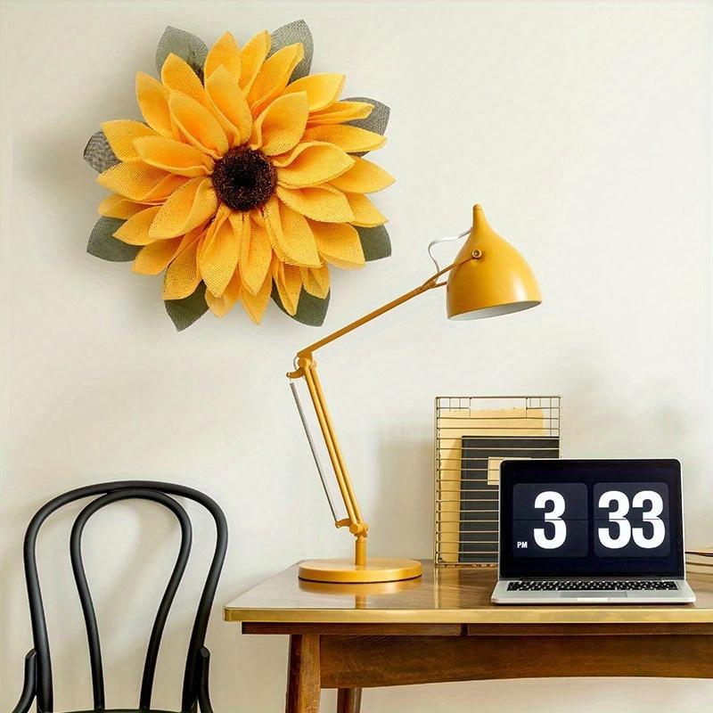 Sunflower Wreath Front Door Decor Cloth Fabric Wall Hanging Decoration Sunflower Thanksgiving Day 2024 Household Craft Ornaments