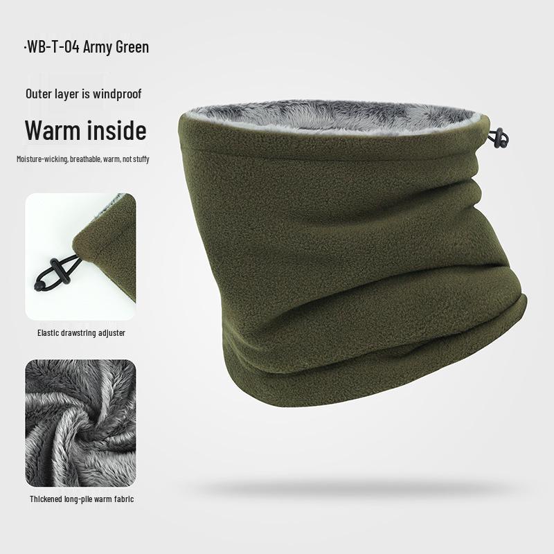 Winter Fleece Neck Gaiter: Windproof, Warm, Drawstring Design for Outdoor Skiing & Cycling