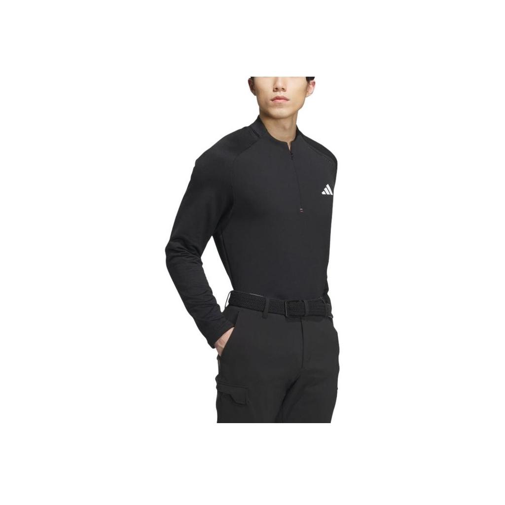 Adidas SS23 Solid Color Fitted Long Sleeve Polo Shirt Men tops Black HZ6052