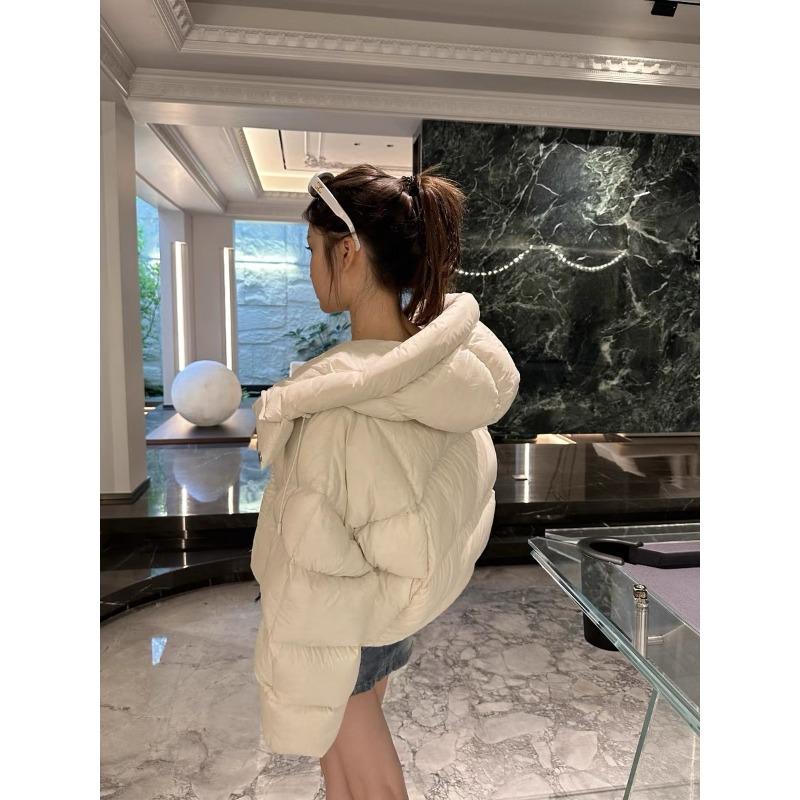 Abrigo Corto de Plumas Retro para Mujer Chaqueta Acolchada de Invierno con Capucha Ropa Exterior Gruesa de Algodón Moda Vintage Tendencia