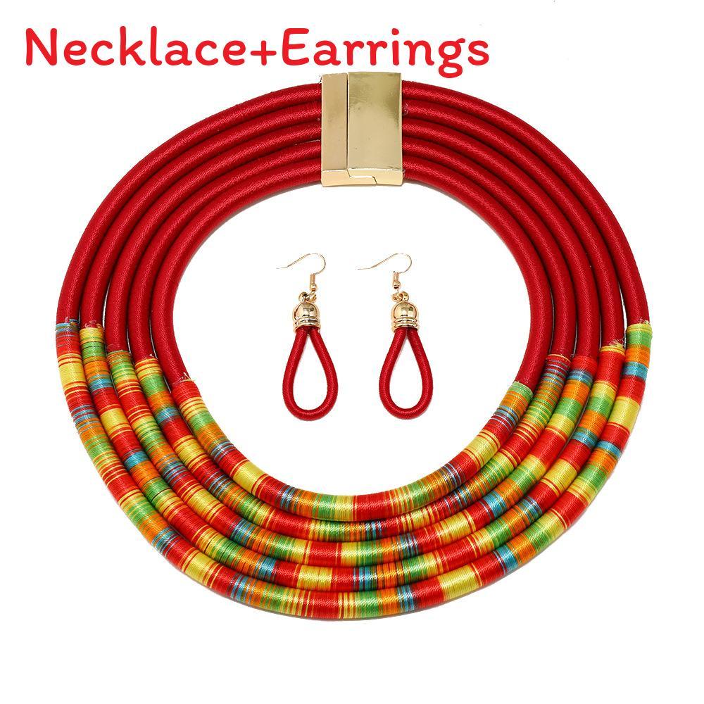Spring Trend Ethnic Inspired Multilayer Collar Necklace Earrings For Women