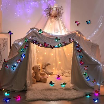 5/10pcs 3D LED Butterfly Decoration Night Light Sticker Single and Double Wall Light for Garden Backyard Lawn Festive Party